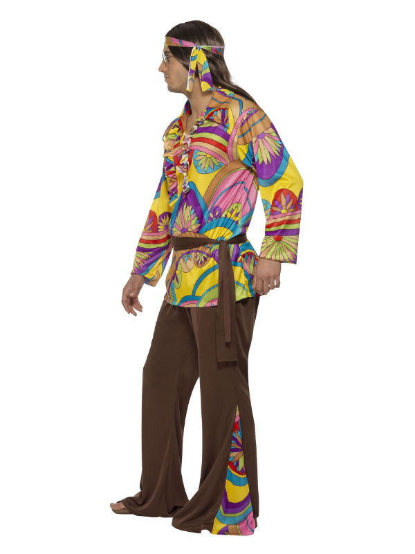 Psychedelic Hippie Man Costume - Fancy Dress Mens 60s Adult Outfit 1960s  Hippy for sale online