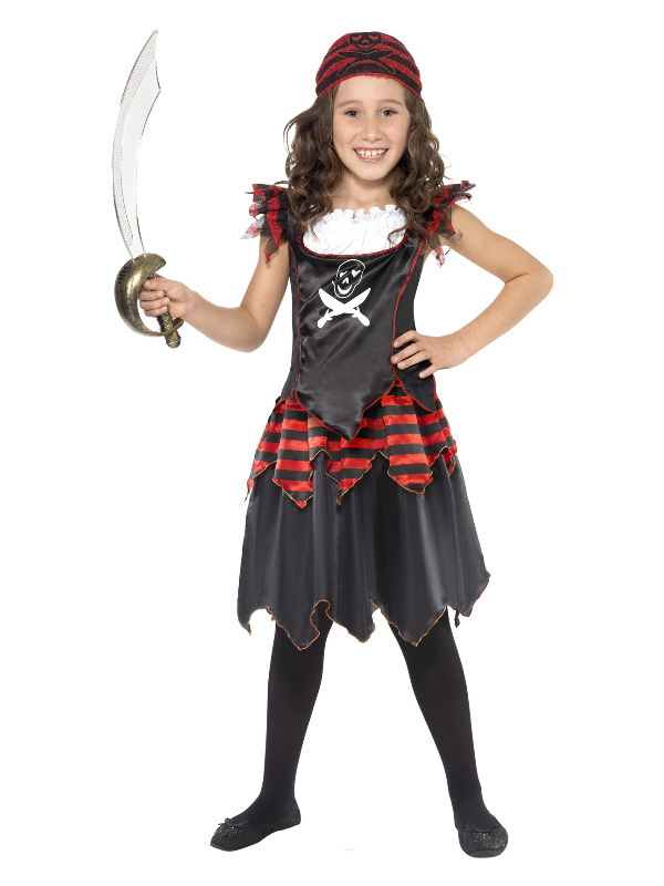 Pirate Skull & Crossbones Girl Costume, Black - Picture 1 of 3