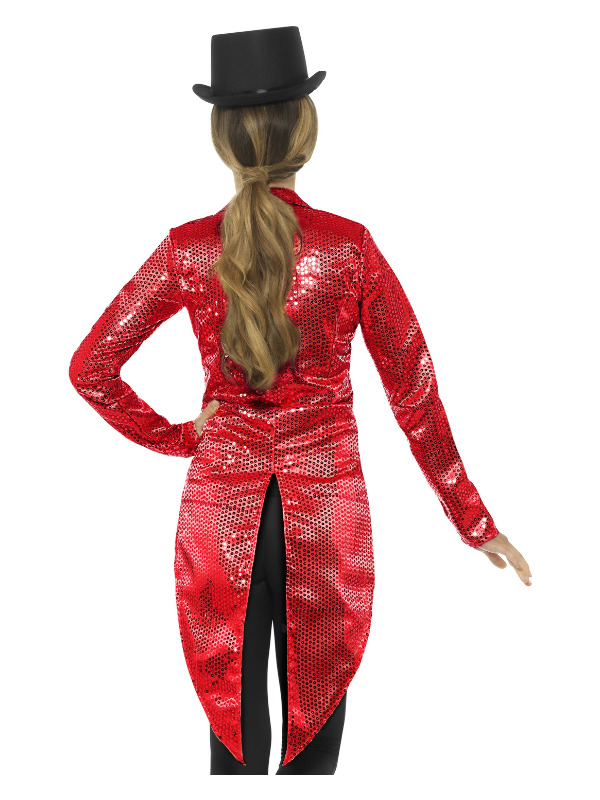 Sequin Tailcoat Ladies Cabaret Fancy Dress Womens Circus Carnival Costume Jacket 
