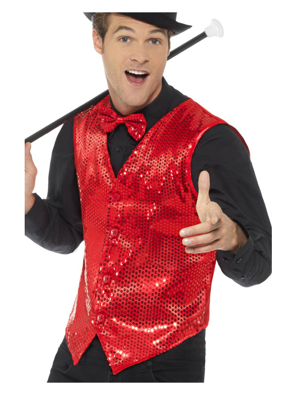 Sequin Waistcoat, Red - Picture 2 of 13