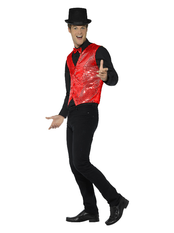 Sequin Waistcoat, Red - Picture 4 of 13
