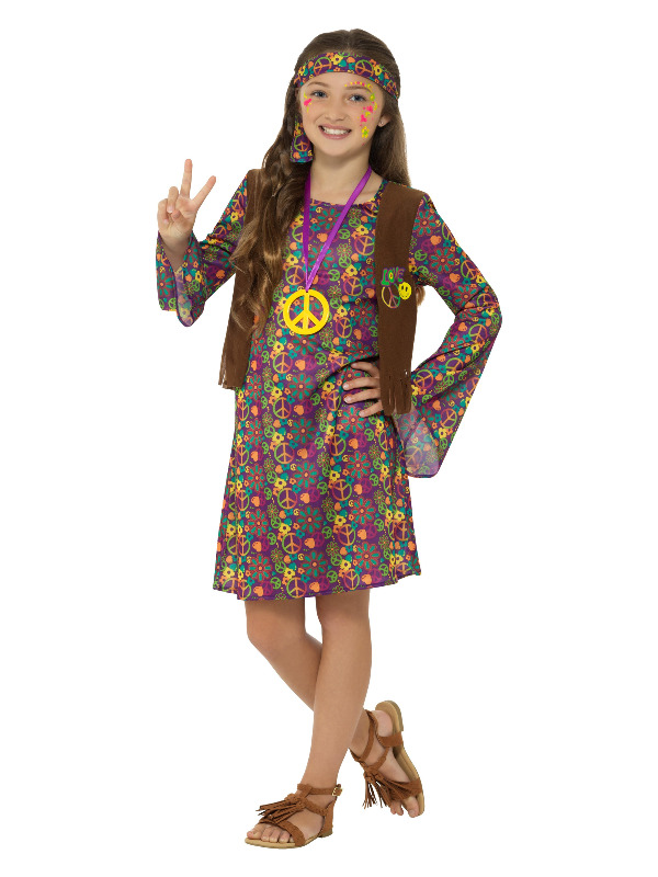 Hippie Girl Costume with Dress Multi Coloured eBay